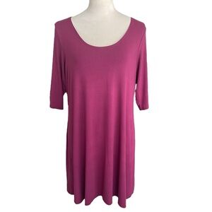 Eileen Fisher Purple Lagen Look Minimalist Rayon Blend Tunic Top Women Size L